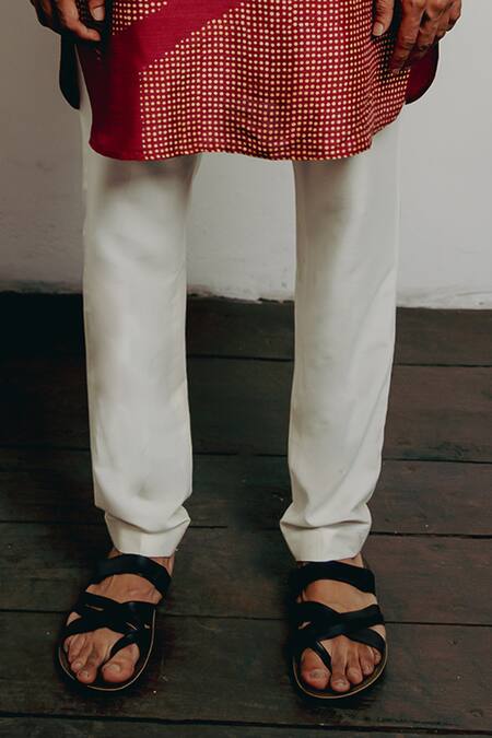 Krishna Mehta Orange Tussar Geometric Block Print Kurta Set Online at Aza Fashions Krishna Mehta_Orange Tussar Geometric Block Print Kurta Set _Online_at_Aza_Fashions