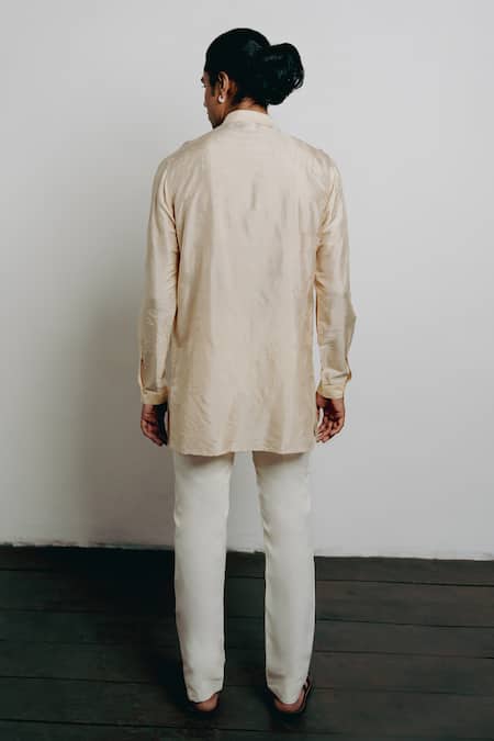 Krishna Mehta Cow & Lotus Motif Embroidered Kurta 