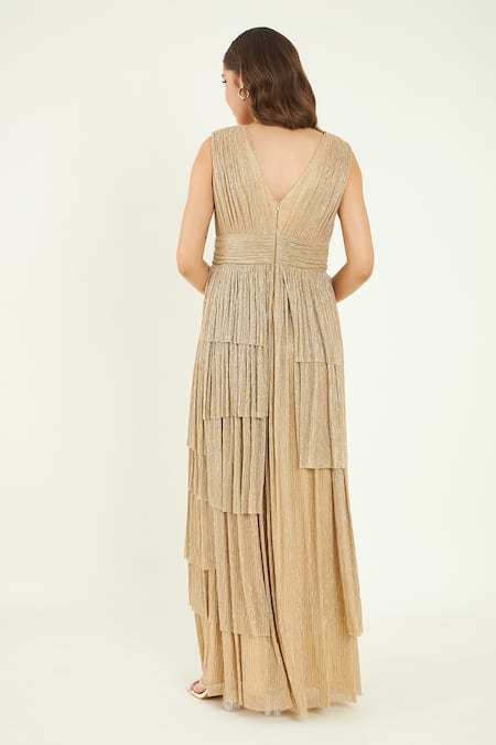 Bohobi Glow Up Metallic Tiered Dress 