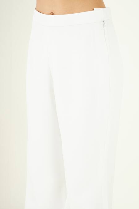 Bohobi White Crepe Beads, Stones Maisha Waistband Embroidered Top And Flared Pant Set Online at Aza Fashions Bohobi_White Crepe Beads, Stones Maisha Waistband Embroidered Top And Flared Pant Set _Online_at_Aza_Fashions