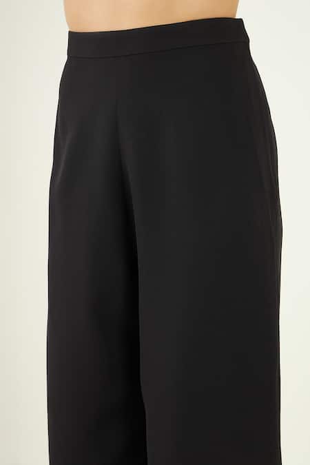 Bohobi Black Crepe Beads, Stones Naira Waistband Embroidered Top And Flared Pant Set Online at Aza Fashions Bohobi_Black Crepe Beads, Stones Naira Waistband Embroidered Top And Flared Pant Set _Online_at_Aza_Fashions