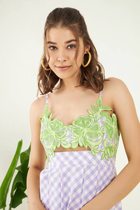 Buy Bohobi Purple Cotton Embroidery V-neck Serendipity Threadwork Bodice Dress Online at Aza Fashions Buy_Bohobi_Purple Cotton Embroidery V-neck Serendipity Threadwork Bodice Dress _Online_at_Aza_Fashions