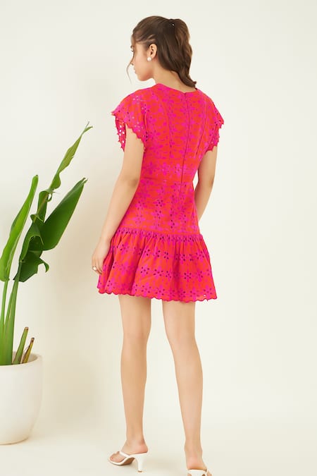 Bohobi Petunia Schiffli Cutwork Embroidered Dress 