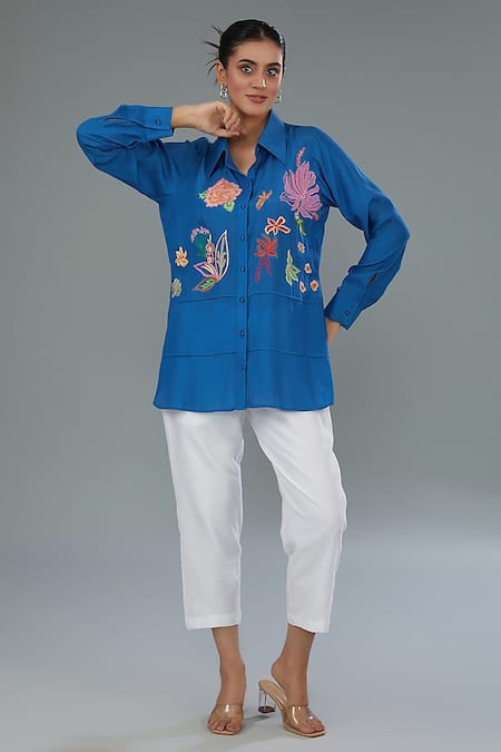 Kahani Lush Floral Embroidered Shirt 