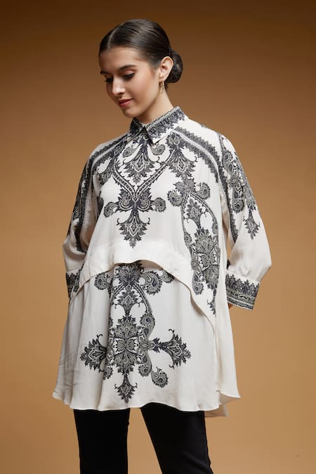 NIRRAAMYAA Ladder Lace Embroidered Shirt 