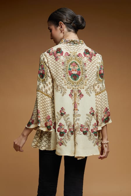 Nirraamyaa Mandarin Collar Embroidered Shirt 