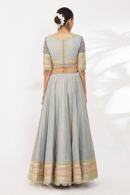 Shikhar Sharma Gota Stripe Embroidered Lehenga Set