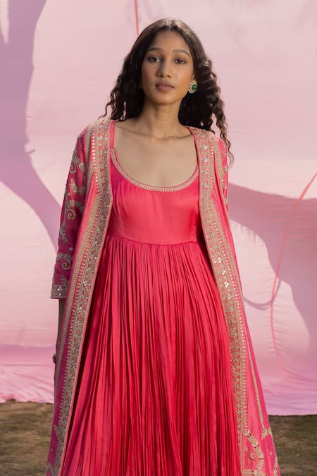 Buy Punit Balana Pink Satin, Silk Patchwork, Embroidery Scoop Rani Sa Anarkali And Jacket Set Online at Aza Fashions Buy_Punit Balana_Pink Satin, Silk Patchwork, Embroidery Scoop Rani Sa Anarkali And Jacket Set _Online_at_Aza_Fashions