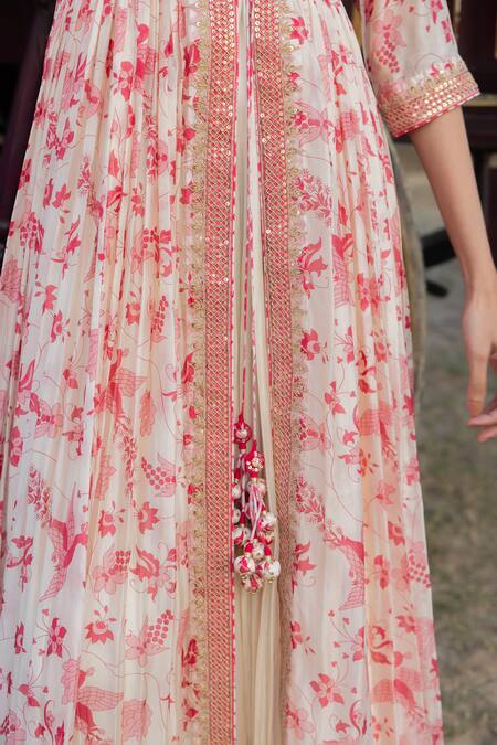 Buy Punit Balana Pink Satin, Organza, Silk Tassels Floral Print Gathered Jacket And Anarkali Set Online at Aza Fashions Buy_Punit Balana_Pink Satin, Organza, Silk Tassels Floral Print Gathered Jacket And Anarkali Set _Online_at_Aza_Fashions