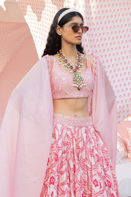 Punit Balana Printed Lehenga Embellished Blouse Set 