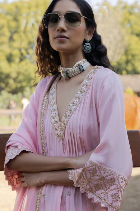 Shop Punit Balana Pink Silk, Organza Sequins, Tassels, Masoom Gulaabi Alia Choga Kurta Set Online at Aza Fashions Shop_Punit Balana_Pink Silk, Organza Sequins, Tassels, Masoom Gulaabi Alia Choga Kurta Set _Online_at_Aza_Fashions