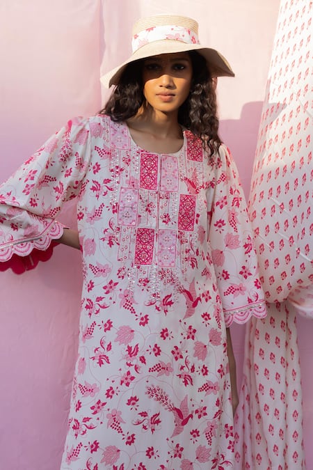 Punit Balana Floral Print Silk Kurta & Pant Set 