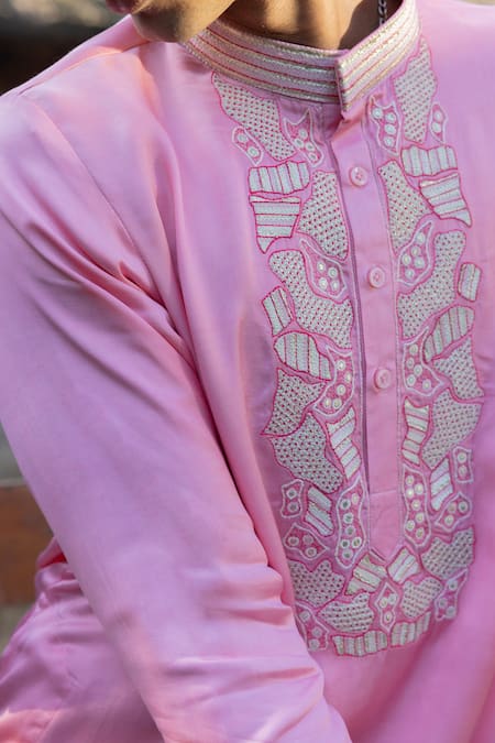 Buy Punit Balana Pink Satin, Silk Patchwork Masoom Gulaabi Work Kurta Set Online at Aza Fashions Buy_Punit Balana_Pink Satin, Silk Patchwork Masoom Gulaabi Work Kurta Set _Online_at_Aza_Fashions