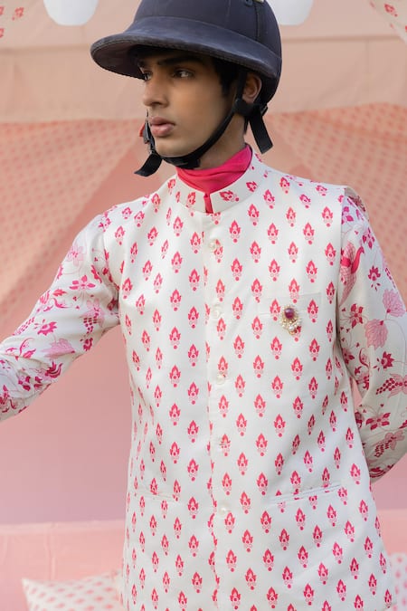 Punit Balana Floral Print Bundi Kurta Set 