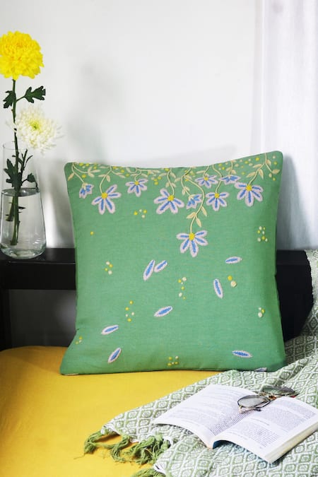 Mid July Home Blossom Embroidered Cushion Cover 