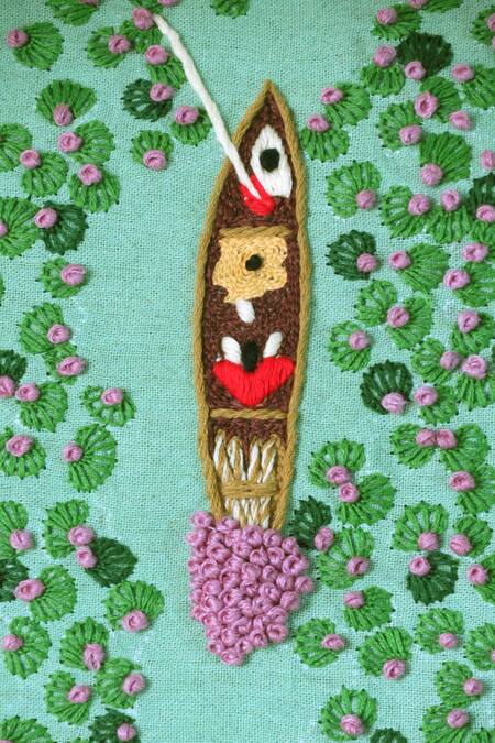 Shop_Mid July Home_Green Premium Cotton French Knots, Lotus Serenity Embroidered Cushion Cover_Online_at_Aza_Fashions