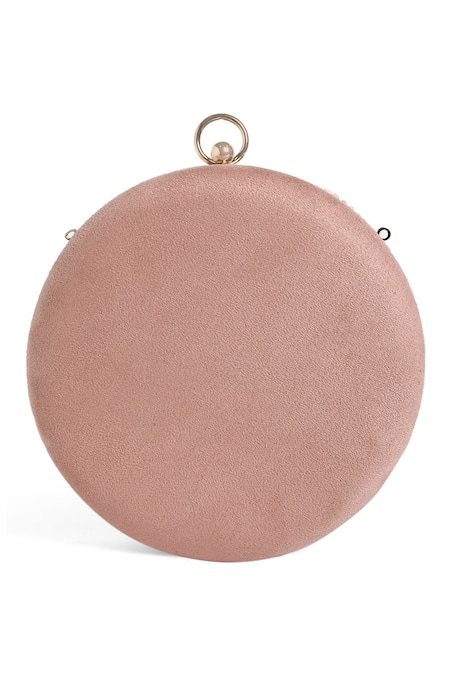 Shop Richa Gupta Pink Sequins Suede Floral Embroidered Clutch at Aza Fashions Shop_Richa Gupta_Pink Sequins Suede Floral Embroidered Clutch_at_Aza_Fashions