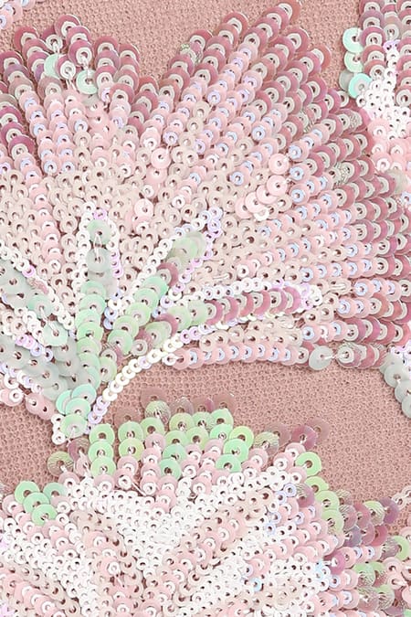 Shop Richa Gupta Pink Sequins Suede Floral Embroidered Clutch Online at Aza Fashions Shop_Richa Gupta_Pink Sequins Suede Floral Embroidered Clutch_Online_at_Aza_Fashions