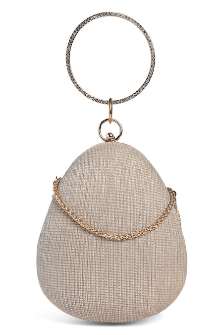 Richa Gupta Textured Color Blocked Round Handle Clutch 