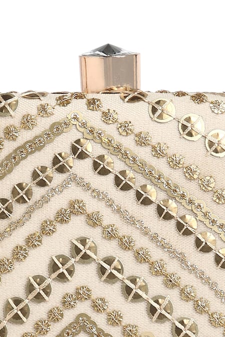 Buy Richa Gupta Gold Sequins Rectangular And Thread Work Bag Online at Aza Fashions Buy_Richa Gupta_Gold Sequins Rectangular And Thread Work Bag_Online_at_Aza_Fashions
