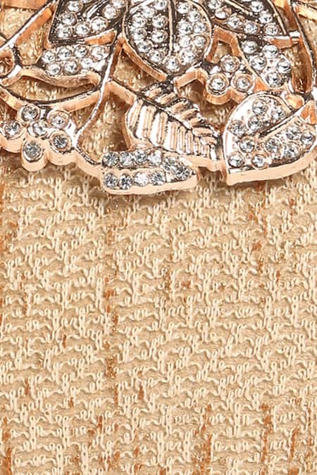 Buy_Richa Gupta_Gold Stones Textured Bejewelled Clasp Clutch _Online_at_Aza_Fashions
