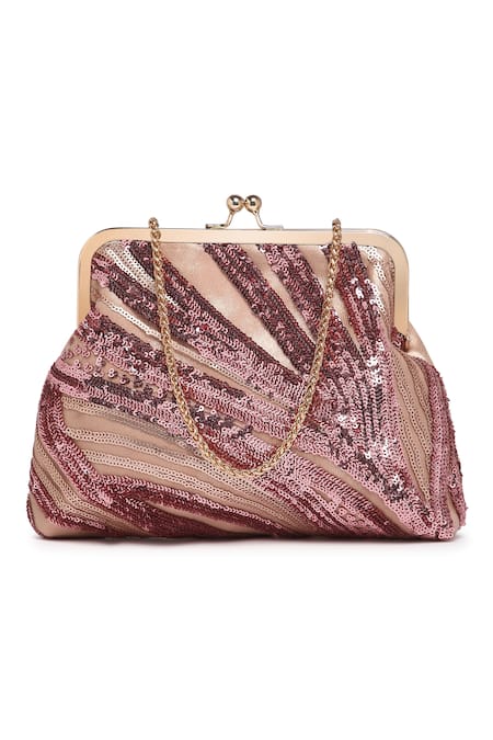 Powder Pink Isa Clutch Bag with Sequins⎪Lesfilsdisa