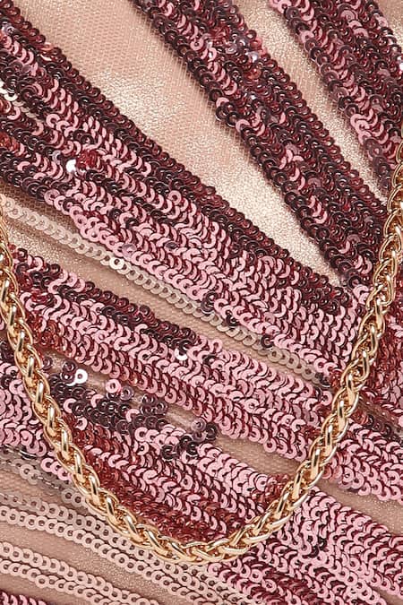 Shop_Richa Gupta_Pink Sequins Suede Embellished Pouch Clutch 