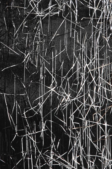 Richa Gupta_Black Fringe Textured Clutch _Online_at_Aza_Fashions