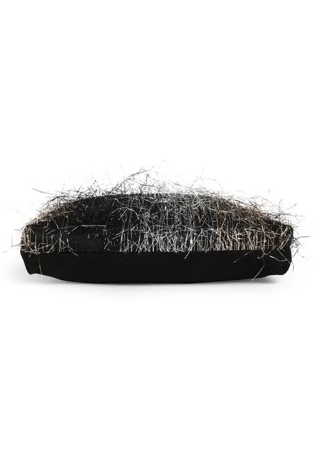 Shop_Richa Gupta_Black Fringe Textured Clutch _Online_at_Aza_Fashions