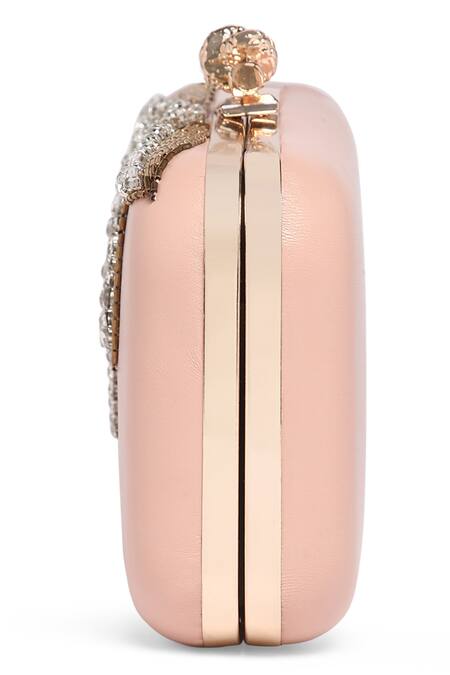 Shop Richa Gupta Pink Cut Work, Stones Suede Placement Embroidered Clutch Online at Aza Fashions Shop_Richa Gupta_Pink Cut Work, Stones Suede Placement Embroidered Clutch _Online_at_Aza_Fashions