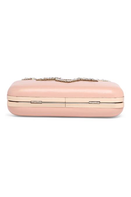 Richa Gupta Pink Cut Work, Stones Suede Placement Embroidered Clutch at Aza Fashions Richa Gupta_Pink Cut Work, Stones Suede Placement Embroidered Clutch _at_Aza_Fashions
