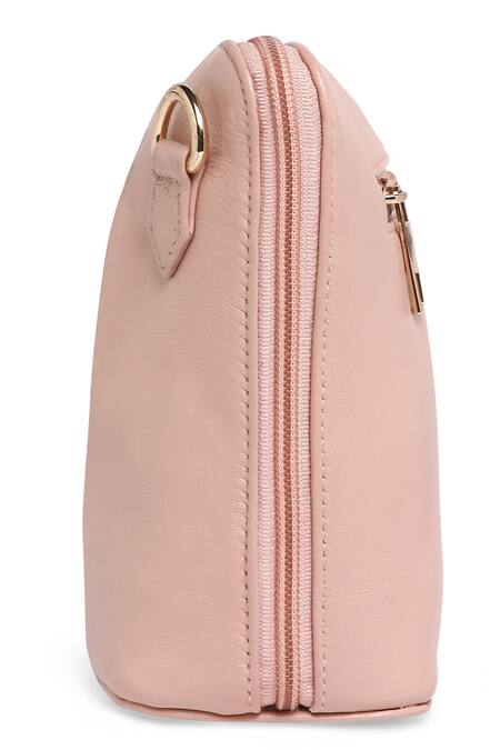 Richa Gupta_Pink Stones, Embroidery Suede Floral Motif Clutch _at_Aza_Fashions