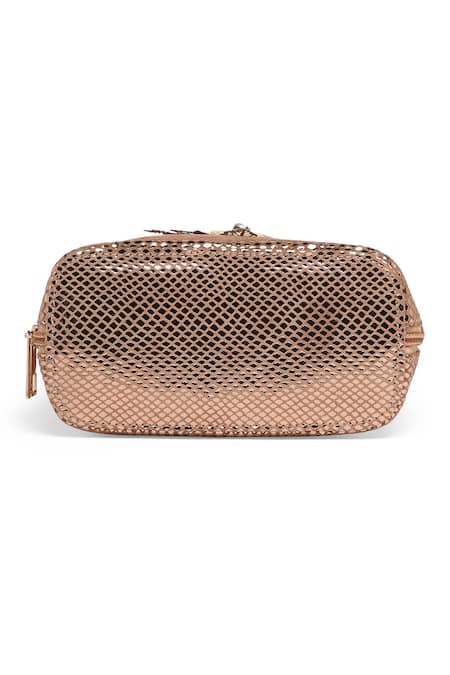 Buy_Richa Gupta_Gold Stones Metallic Floral Motif Clutch