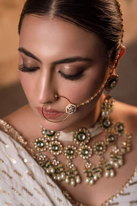 Anana Akshara Kundan Embellished Nose Ring 