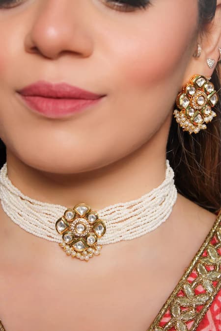 Anana Alba Pearl Embellished Choker Set 