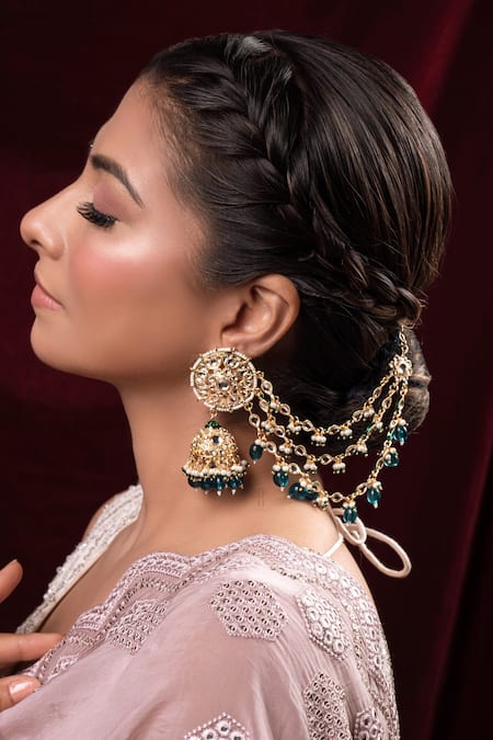 Anana Esha Kundan Studded Jhumkas 