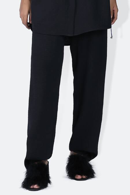 Buy 431-88 By Shweta Kapur Black Crepe Sequins Collared Moka Textured Shirt Draped Pant Set Online at Aza Fashions Buy_431-88 By Shweta Kapur_Black Crepe Sequins Collared Moka Textured Shirt Draped Pant Set_Online_at_Aza_Fashions