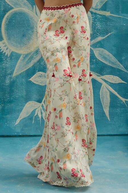 Buy Basil Leaf Beige Chiffon Embroidery, Sequins, Pearls, Floral Print Top And Flared Pant Set Online at Aza Fashions Buy_Basil Leaf_Beige Chiffon Embroidery, Sequins, Pearls, Floral Print Top And Flared Pant Set_Online_at_Aza_Fashions