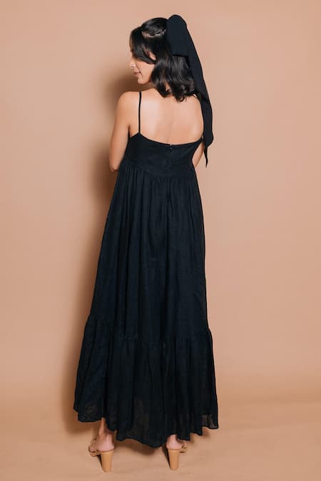 Ojasmé By Sanjana Thapa Jolene Linen Tiered Midi Dress 