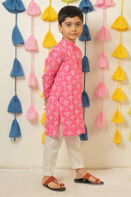 Tiny Colour Pink Muslin, Cotton Embroidery Floral Print Kurta And Pant Set Online at Aza Fashions Tiny Colour_Pink Muslin, Cotton Embroidery Floral Print Kurta And Pant Set _Online_at_Aza_Fashions
