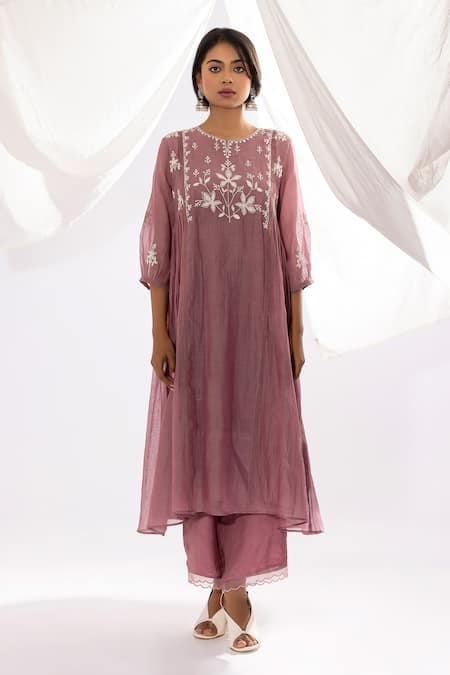 Pants And Pajamas Polka Dot Print Kurta & Pant Set 