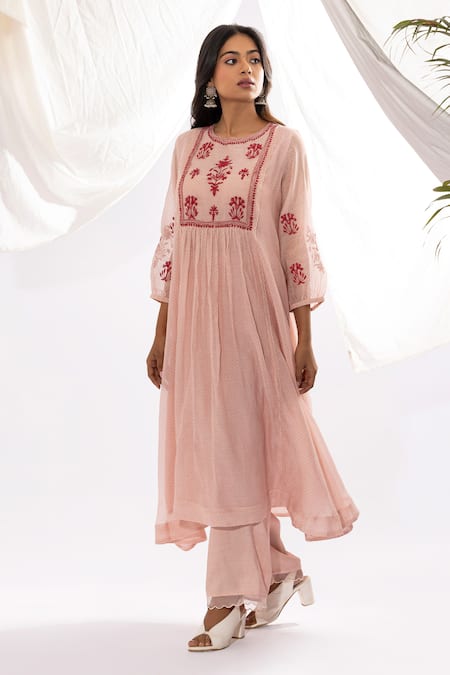 Pants and Pajamas Printed Chanderi Mull Anarkali 