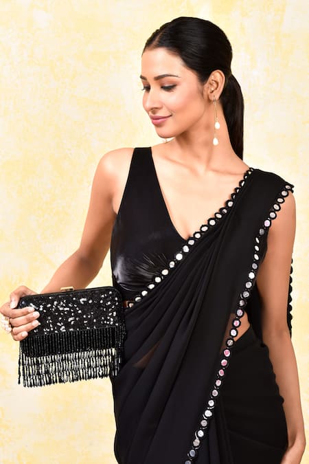 House of Webhin Embellished Clutch With Sling Chain 