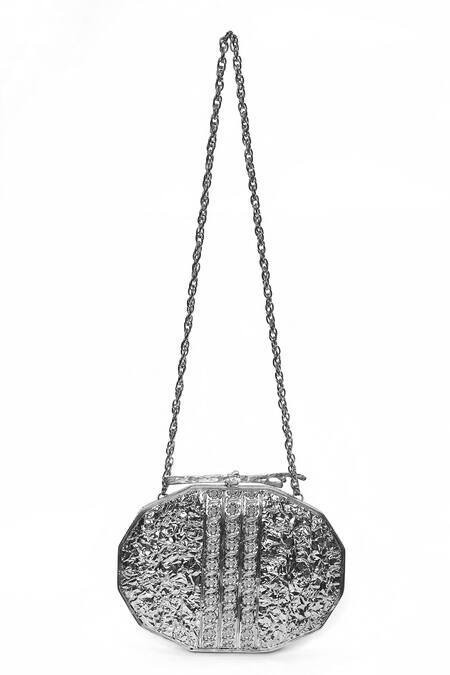 Shop_House Of Webhin_Silver Pearls Mother Of Embellished Clutch _Online_at_Aza_Fashions