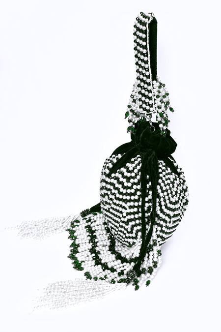 Buy House Of Webhin Green Crystals, Pearls Embellished Potli Online at Aza Fashions Buy_House Of Webhin_Green Crystals, Pearls Embellished Potli _Online_at_Aza_Fashions