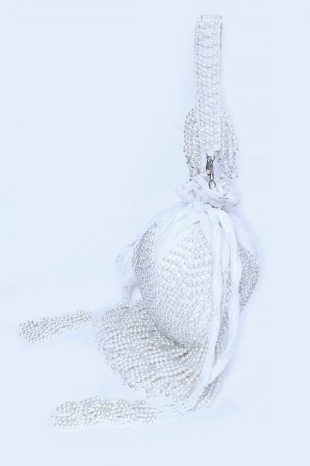 Buy_House Of Webhin_White Beads, Pearls And Embroidered Potli _Online_at_Aza_Fashions