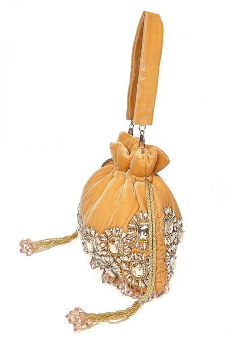 Buy_House Of Webhin_Gold Stones Embroidered Potli Bag _Online_at_Aza_Fashions