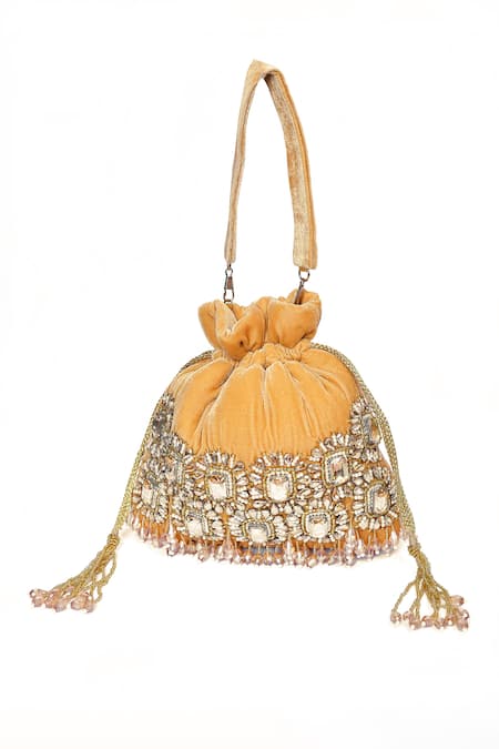 Shop_House Of Webhin_Gold Stones Embroidered Potli Bag _Online_at_Aza_Fashions