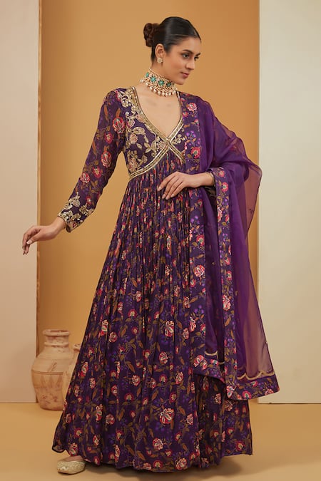 Neha Khullar Floral Bloom Print Anarkali With Dupatta 