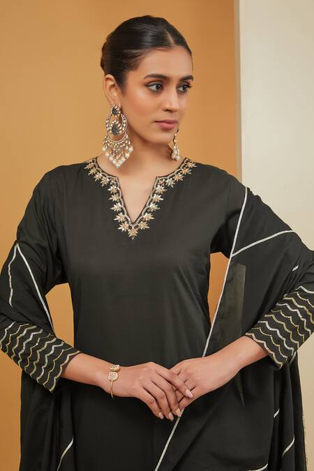 Buy Neha Khullar Black Organza, Chanderi Silk, Cotton Placement Hand Kurta Sharara Set Online at Aza Fashions Buy_Neha Khullar_Black Organza, Chanderi Silk, Cotton Placement Hand Kurta Sharara Set _Online_at_Aza_Fashions
